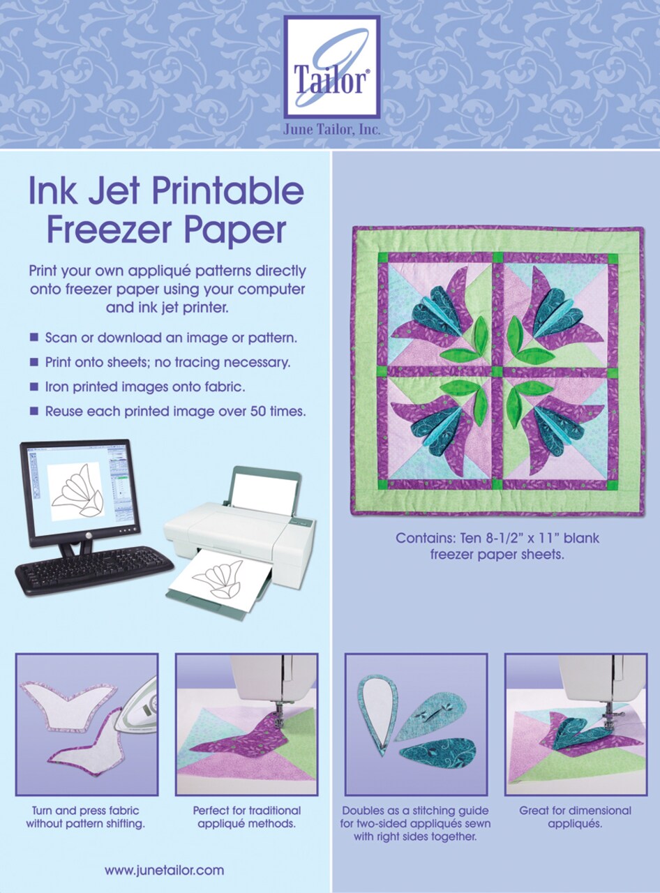 June Tailor Ink Jet Printable Freezer Paper 10/Pkg-8.5X11